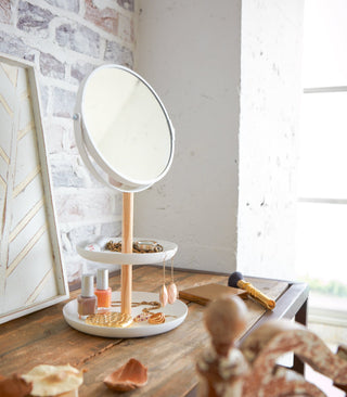 Two-Tier Jewelry Tray With Mirror - Steel + Wood - By Baano