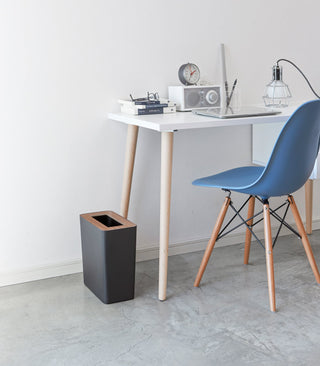 Trash Can - Rectangle - Steel + Wood - By Baano