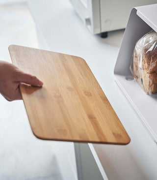 Bread Box with Cutting Board Lid - Steel + Wood - By Baano