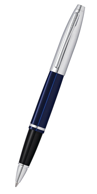 Calais™ Chrome & Blue Lacquer Rollerball Pen - By Baano