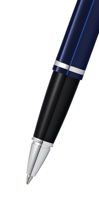 Calais™ Chrome & Blue Lacquer Rollerball Pen - By Baano