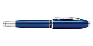 Peerless™ Translucent Quartz Blue Engraved Lacquer Platinum Plated Appointments Rollerball Pen - By Baano