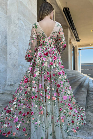 Wildflower Romance Embroidered Maxi Dress - By Baano