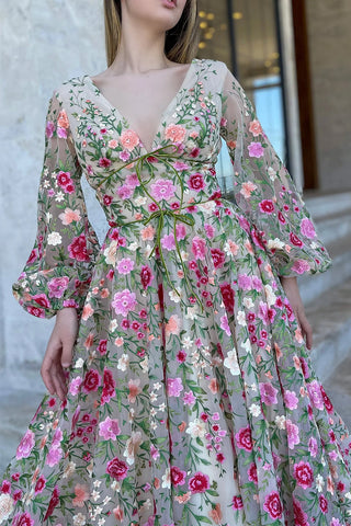 Wildflower Romance Embroidered Maxi Dress - By Baano