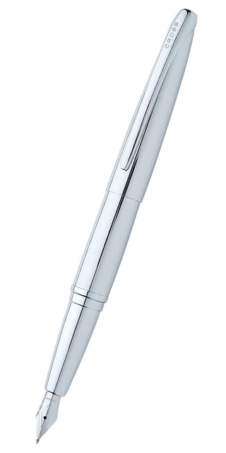 ATX® Pure Chrome Stainless Steel Fine Nib Fountain Pen - By Baano