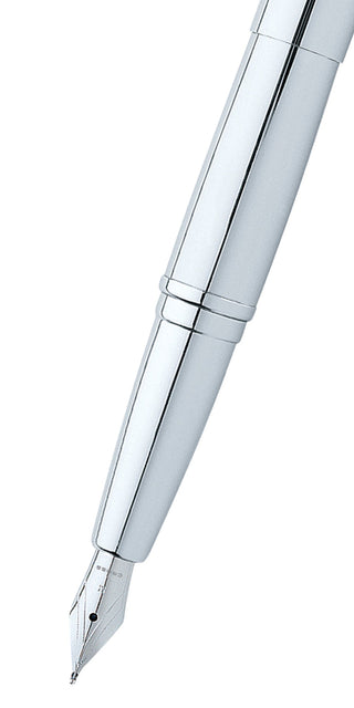 ATX® Pure Chrome Stainless Steel Fine Nib Fountain Pen - By Baano