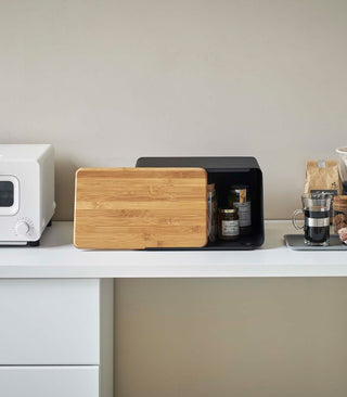 Bread Box with Cutting Board Lid - Steel + Wood - By Baano