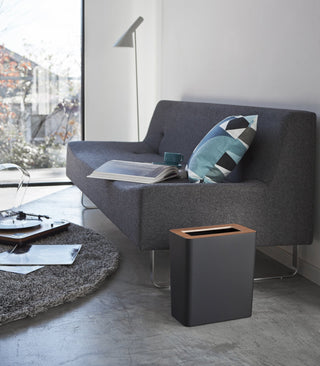 Trash Can - Rectangle - Steel + Wood - By Baano