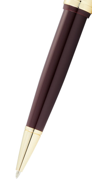 Bailey Light™ Polished Burgundy Resin and Gold Tone Ballpoint Pen - By Baano