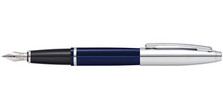 Calais™ Chrome & Blue Lacquer Stainless Steel Medium Nib Fountain Pen - By Baano