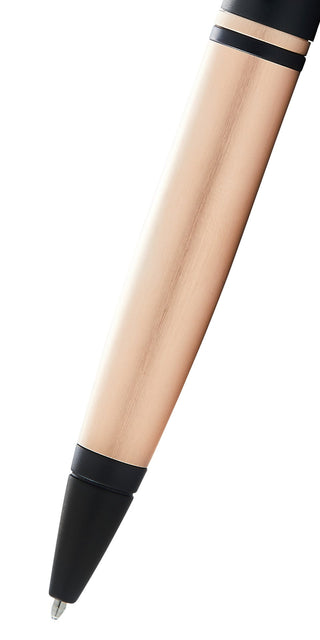 Calais™ Brushed Rose Gold Plate and Black Lacquer Ballpoint Pen - By Baano