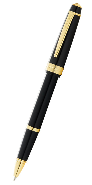 Bailey Light™ Polished Black Resin and Gold Tone Rollerball Pen - By Baano