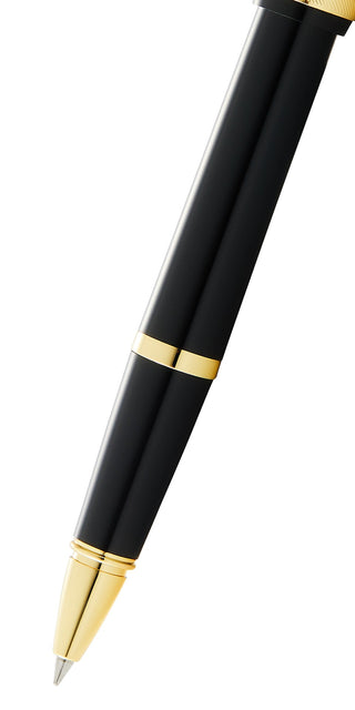 Bailey Light™ Polished Black Resin and Gold Tone Rollerball Pen - By Baano