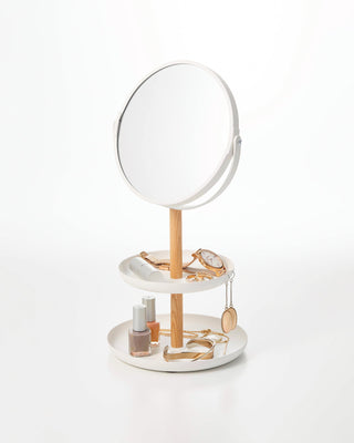 Two-Tier Jewelry Tray With Mirror - Steel + Wood - By Baano