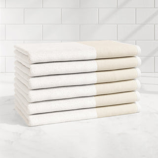Cotton Linen-Like Border 6-Piece Towel Set - Priya Collection Great Bay Home