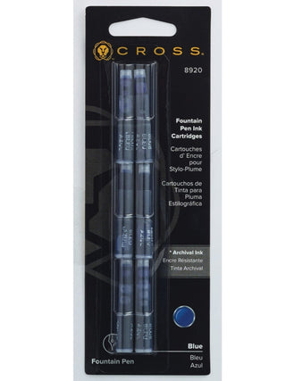 Fountain Pen Ink Cartridge - Blue (6 per card) - By Baano