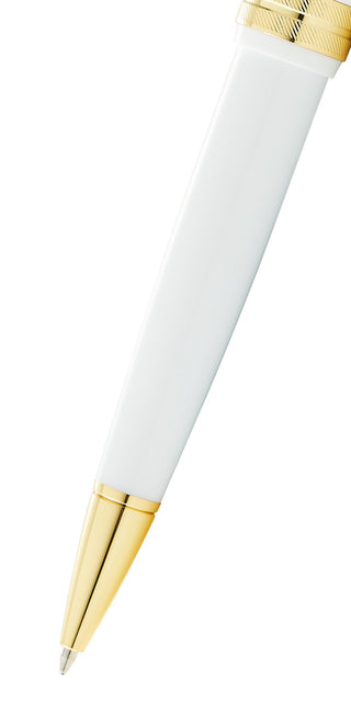 Bailey Light™ Polished White Resin and Gold Tone Ballpoint Pen - By Baano