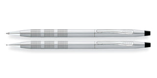 Classic Century® Satin Chrome Ballpoint Pen & 0.7MM Pencil Set - By Baano
