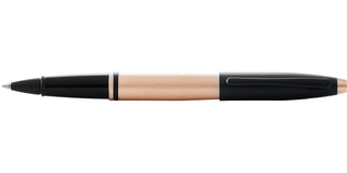Calais™ Brushed Rose Gold Plate and Black Lacquer Rollerball Pen - By Baano