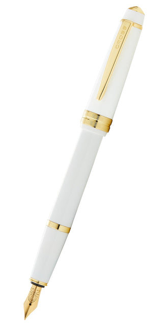 Bailey Light™ Polished White Resin and Gold Tone Extra-Fine Nib Fountain Pen - By Baano