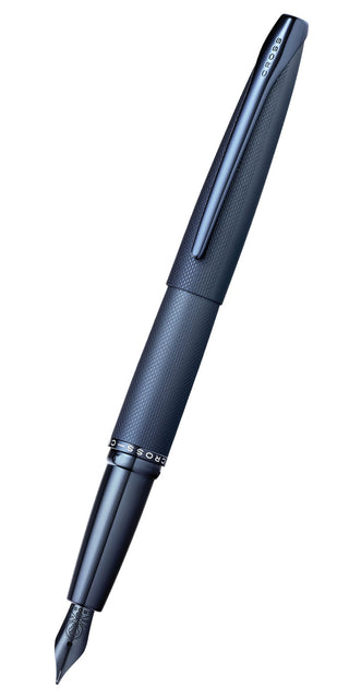 ATX® Sandblasted Dark Blue Stainless Steel Fine Nib Fountain Pen - By Baano