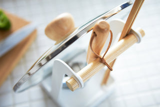 Lid & Ladle Stand - Steel + Wood Yamazaki Home