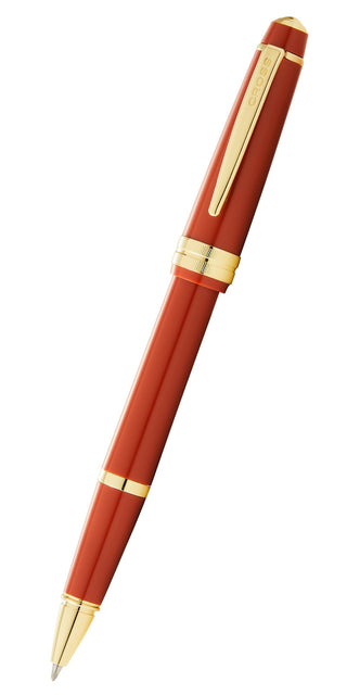 Bailey Light™ Polished Amber Resin and Gold Tone Rollerball Pen - By Baano