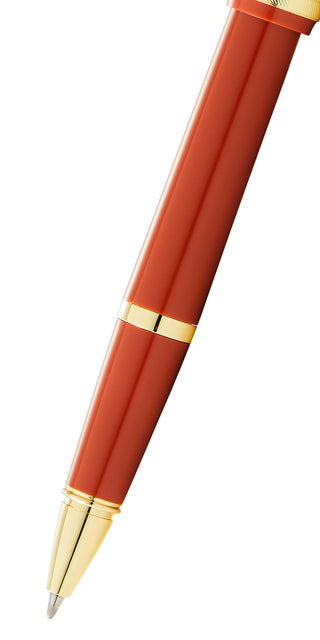 Bailey Light™ Polished Amber Resin and Gold Tone Rollerball Pen - By Baano