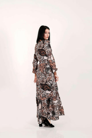 Paisley Maxi Dress with Long Sleeves - By Baano