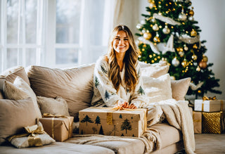 Feel cozy in Christmas bamboo loungewear while unwrapping gifts by your tree this holiday season