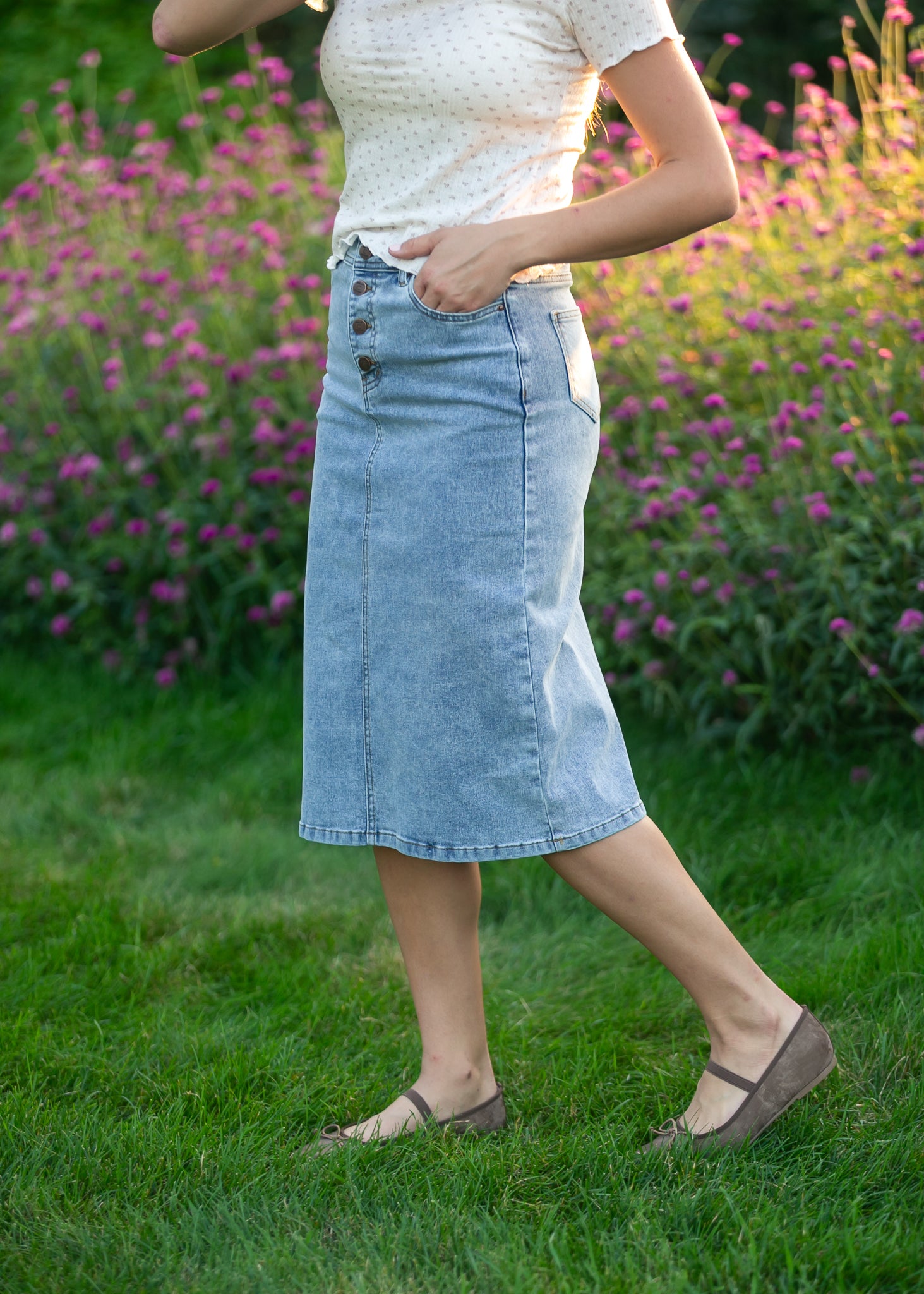 Midi Denim Skirt