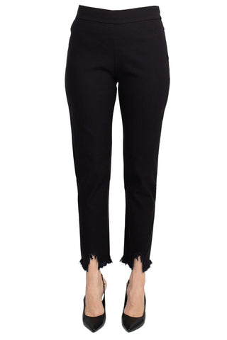 Alberto Makali Mid Waist Pull-On Size Zip Faux Pockets Shark Bite Hem Pant - By Baano