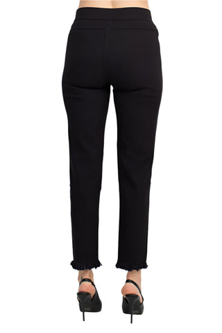 Alberto Makali Mid Waist Pull-On Size Zip Faux Pockets Shark Bite Hem Pant - By Baano