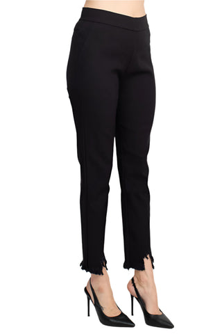 Alberto Makali Mid Waist Pull-On Size Zip Faux Pockets Shark Bite Hem Pant - By Baano