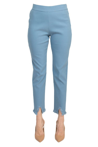 Alberto Makali Mid Waist Pull-On Size Zip Faux Pockets Shark Bite Hem Pant - By Baano