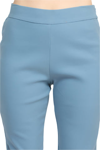 Alberto Makali Mid Waist Pull-On Size Zip Faux Pockets Shark Bite Hem Pant - By Baano