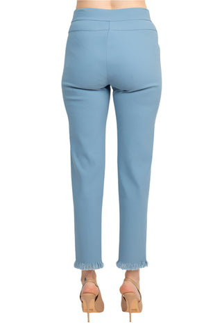 Alberto Makali Mid Waist Pull-On Size Zip Faux Pockets Shark Bite Hem Pant - By Baano