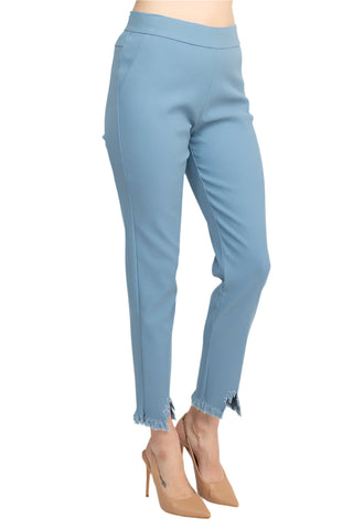 Alberto Makali Mid Waist Pull-On Size Zip Faux Pockets Shark Bite Hem Pant - By Baano