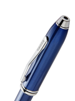 Townsend® Polished Translucent Cobalt Blue Engraved Diamond Pattern with Polished Chrome Appointments Ballpoint Pen - By Baano