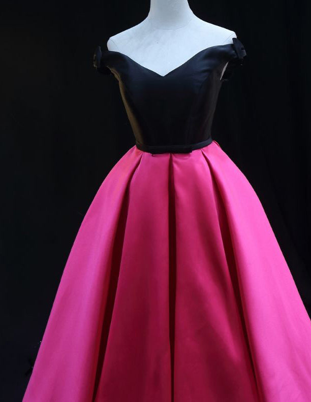 V neck long satin prom dress,woman evening party dress