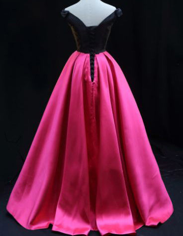 V neck long satin prom dress,woman evening party dress