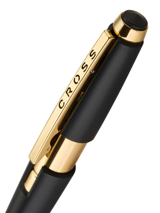 Edge™ Matte Black Lacquer with Gold PVD Appointments Selectip® Rollerball Pen - By Baano
