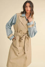 MABLE Layered Look Trench Coat With Denim Jacket - By Baano
