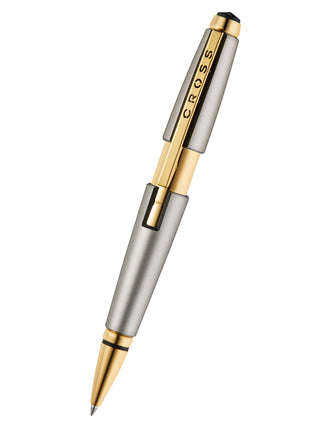 Edge™ Sonic Titanium Lacquer with Gold PVD Appointments Selectip® Rollerball Pen - By Baano