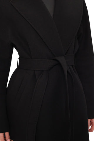 Cambridge Comfort Wraparound Wool Cashmere Coat in Black