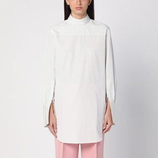 White Checked Popeline Turtleneck Shirt