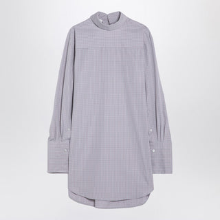 Light Blue Checked Popeline Turtleneck Shirt
