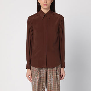 Brown Silk Blend Shirt - By Baano