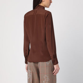 Brown Silk Blend Shirt - By Baano