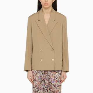 Beige double-breasted cotton jacket - By Baano